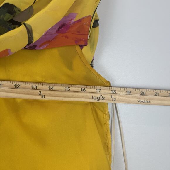 Trina Turk Mimosa Yellow Floral Print Shift Gentle Dress Small Resort Summer - Picture 10 of 11